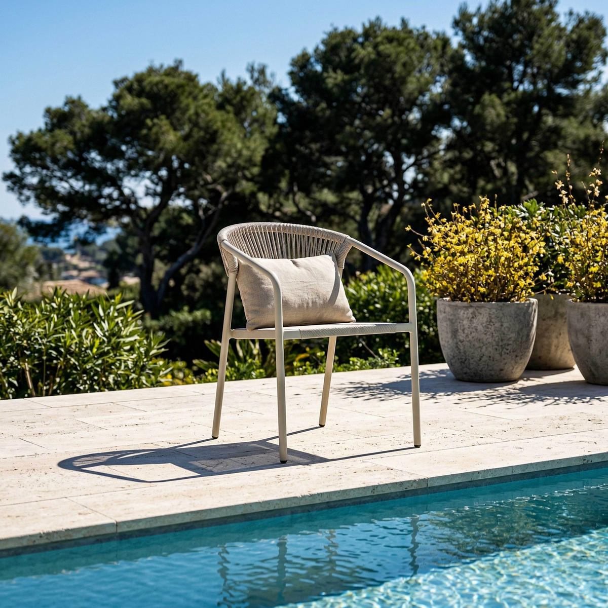 GARTENSTUHL, Nocera, beige - Beige, Metall (59.5/79/55cm) - Oviala