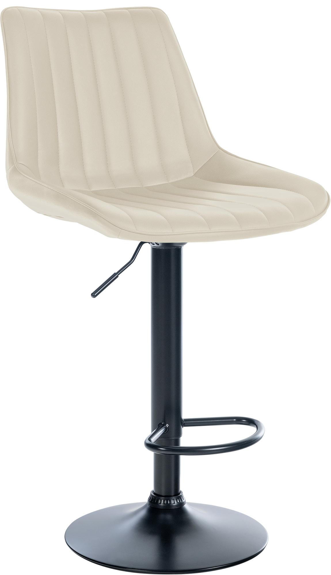 BARHOCKER RIO Creme Kunstleder Schwarz - Creme, Leder/Metall (49.5/91/50cm) - DELUKE