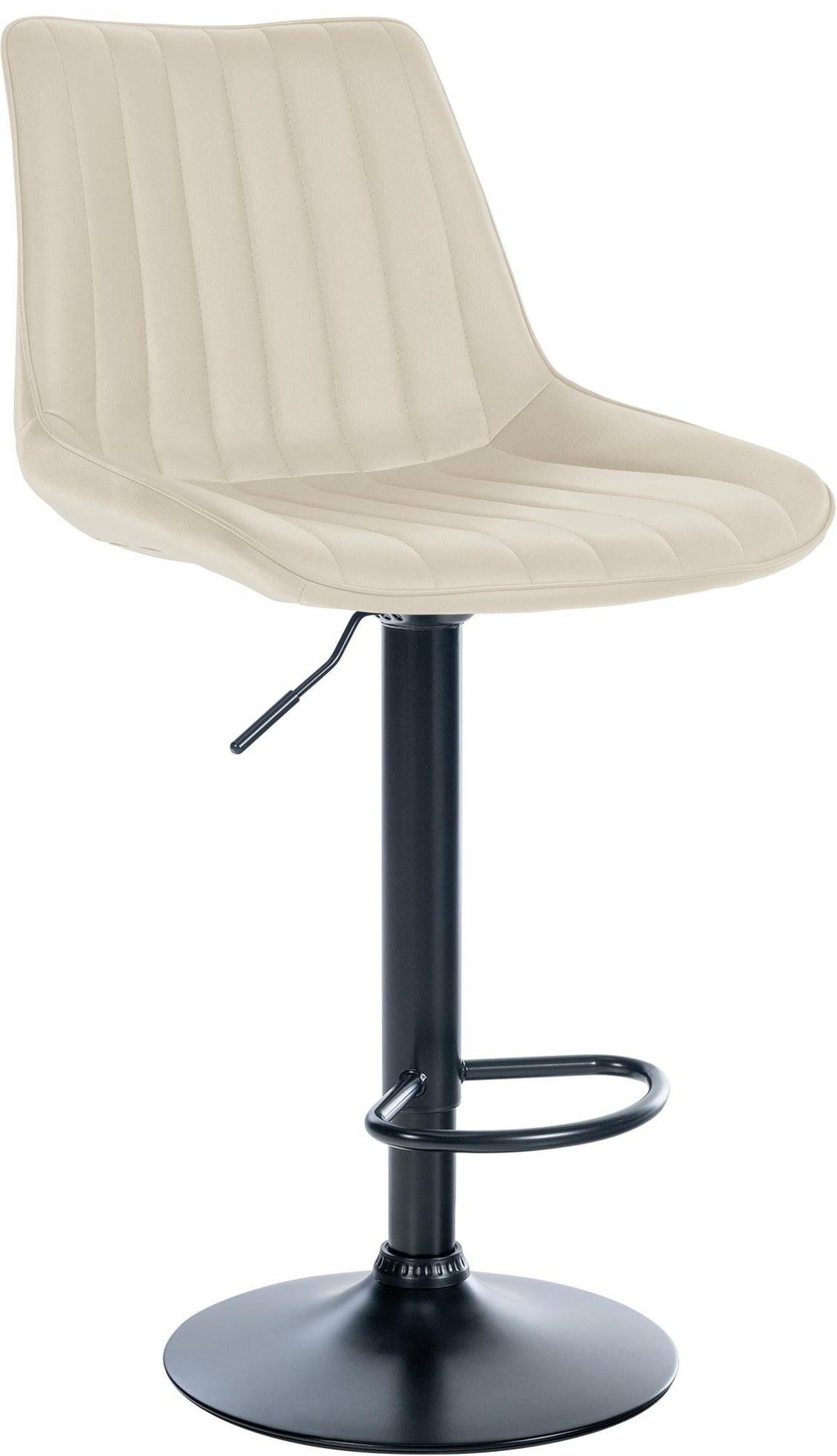 BARHOCKER RIO Creme Kunstleder Schwarz - Creme, Leder/Metall (49.5/91/50cm) - DELUKE