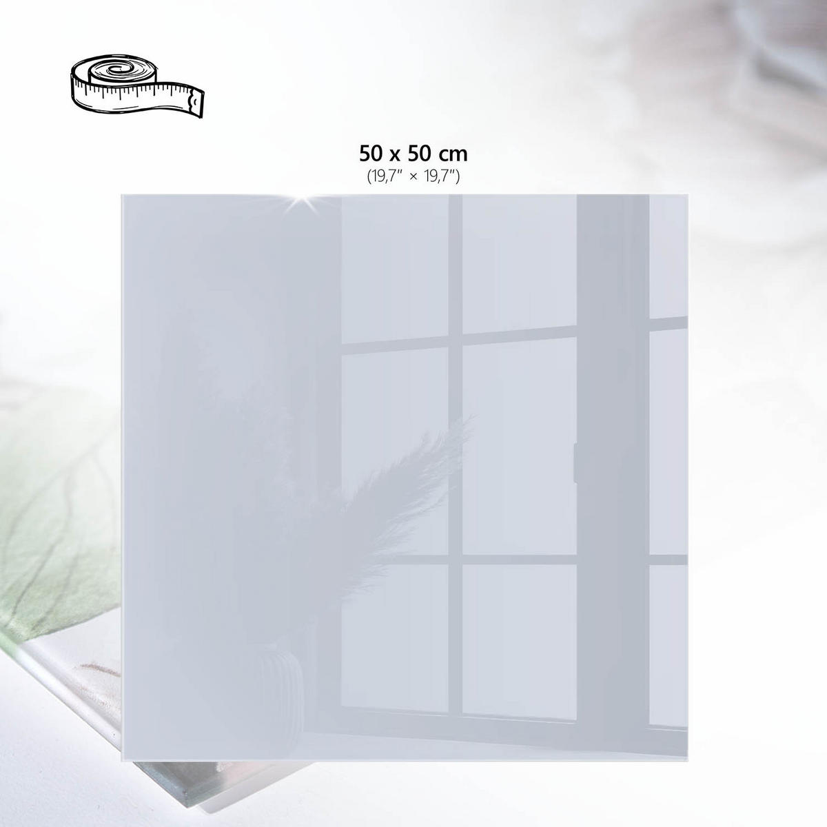 TISCHPLATTE 50x50 cm – Graublau - Pink, Glas (50/50/0.4cm) - Wallfluent
