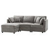ECKSOFA, Chenille mit verstellbaren Armlehnen & Hocker, 218/156,5/86 cm, Grau - Grau, Textil (156.5/218cm) - Redom