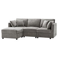 ECKSOFA, Chenille mit verstellbaren Armlehnen & Hocker, 218/156,5/86 cm, Grau - Grau, Textil (156.5/218cm) - Redom