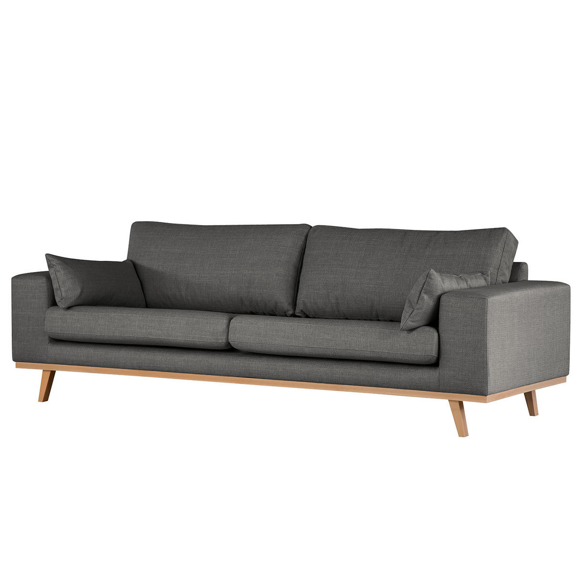 3-SITZER SOFA - Dunkelgrau/Buchefarben, Textil (237/81/88cm) - home24