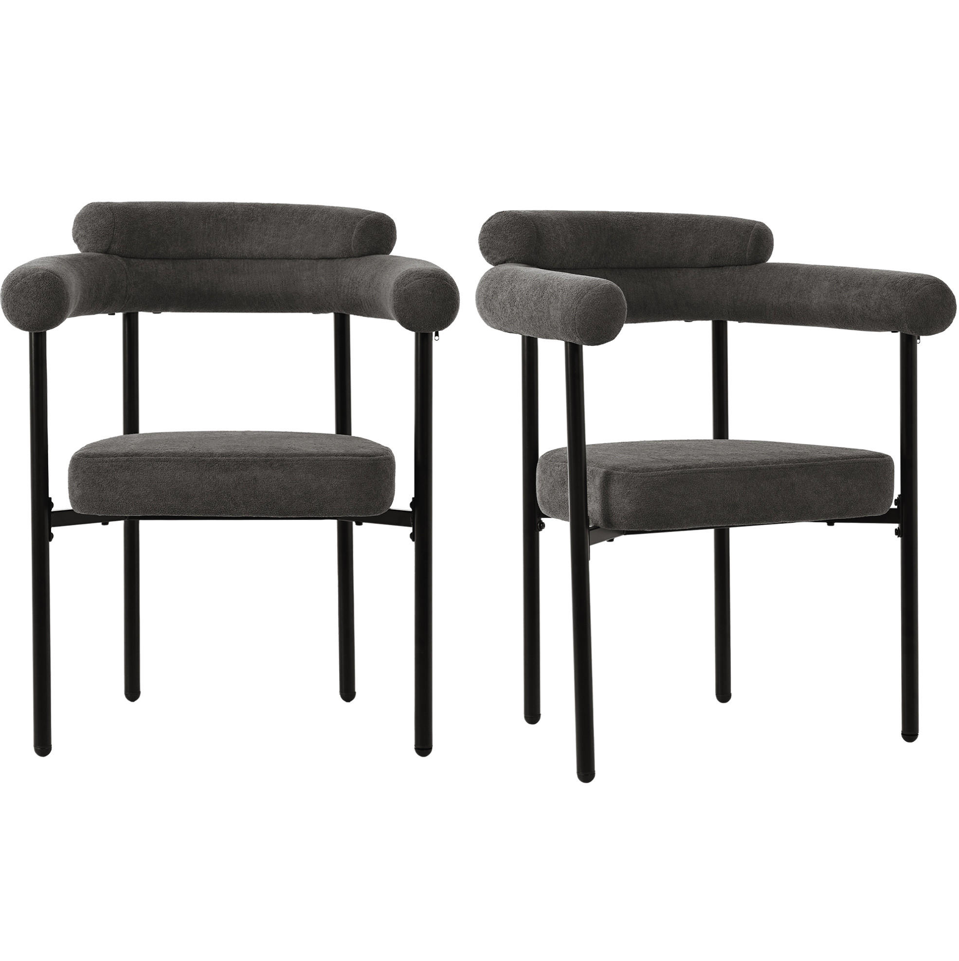 ESSZIMMERSTUHL mit ergonomischer Rückenlehne 70 x 62 x 84 cm Dunkelgrau 2er-Set - Dunkelgrau, Metall (62/84/70cm) - Meubliv