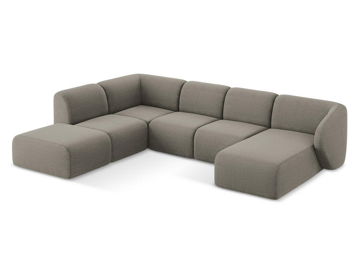 ECKSOFA Links Samt Stoff Grau - Schwarz/Grau, Holzwerkstoff/Kunststoff (240/90cm) - Makamii