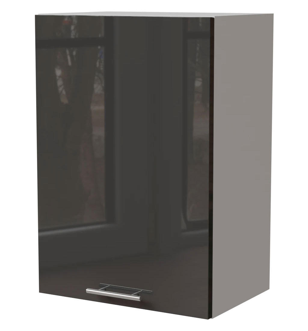 KÜCHENHÄNGESCHRANK Essen W2/50 Graphit Hochglanz / Weiß Matt 50 / 32,5 / 72cm - Graphitfarben/Weiß, Holz/Holzwerkstoff (50/72/32.5cm) - Feldmann-Wohnen