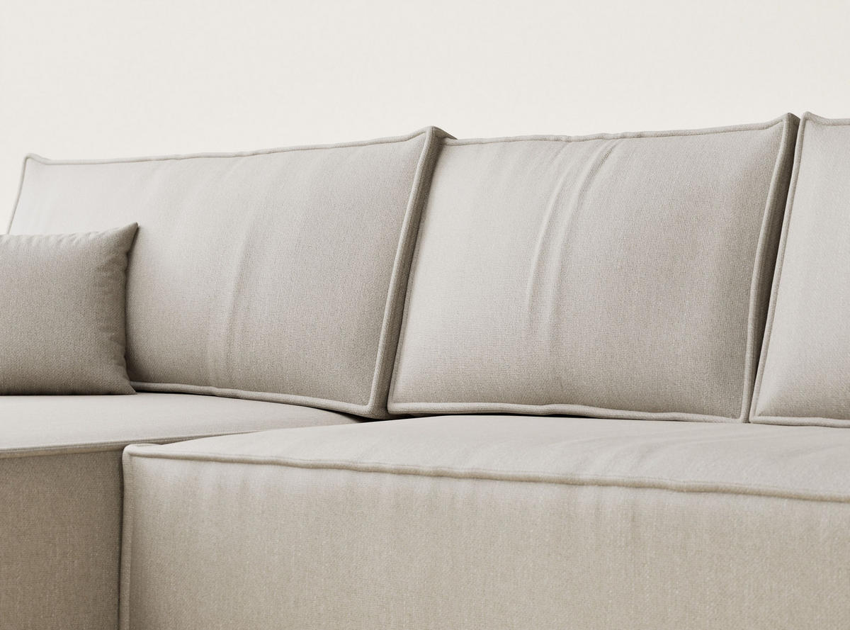 ECKSOFA MIT SCHLAFFUNKTION Maze Beige Webstoff - Beige/Schwarz, Holz/Holzwerkstoff (294/185cm) - Maison de Reve