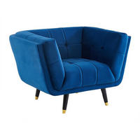 SESSEL - Samt - Dunkelblau - SAMANTHA II - Blau, Textil (110/76/91cm) - Vente-Unique