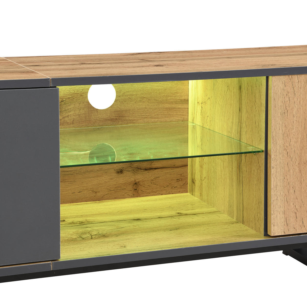 LOWBOARD 190/40/50 cm in Holzfarben/Anthrazit aus Spanplatte mit LED-Beleuchtung - Naturfarben, Holzwerkstoff (40/50/190cm) - OKMYHOME