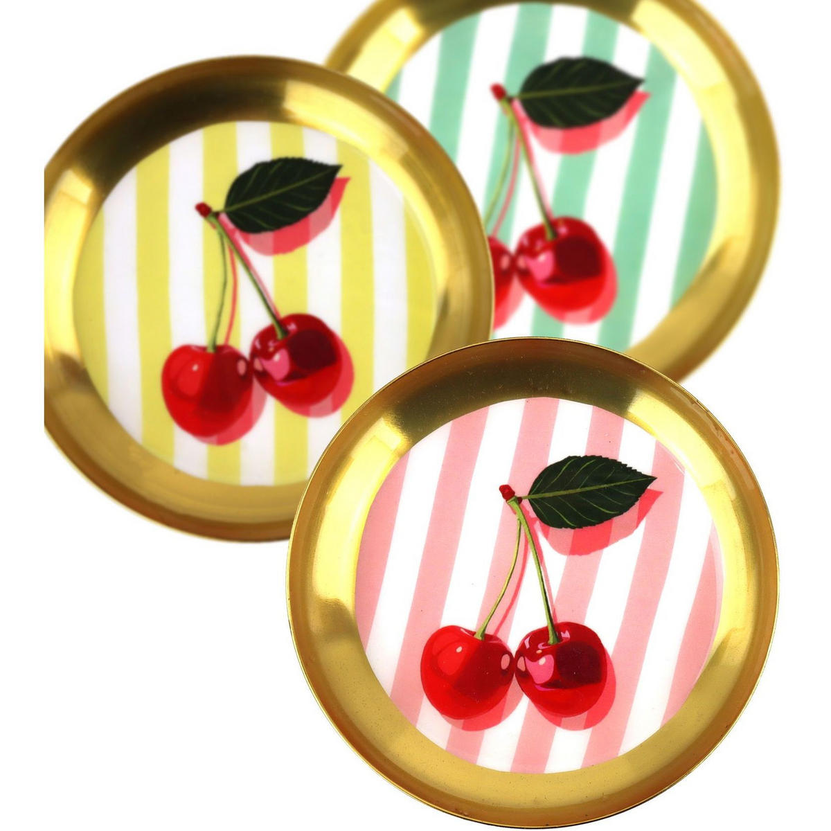 DEKOTELLER & -TABLETTS Chérie Cherry 3er Set 13/13/1,8 cm - Multicolor, Metall (13/1.8cm) - FURNARO