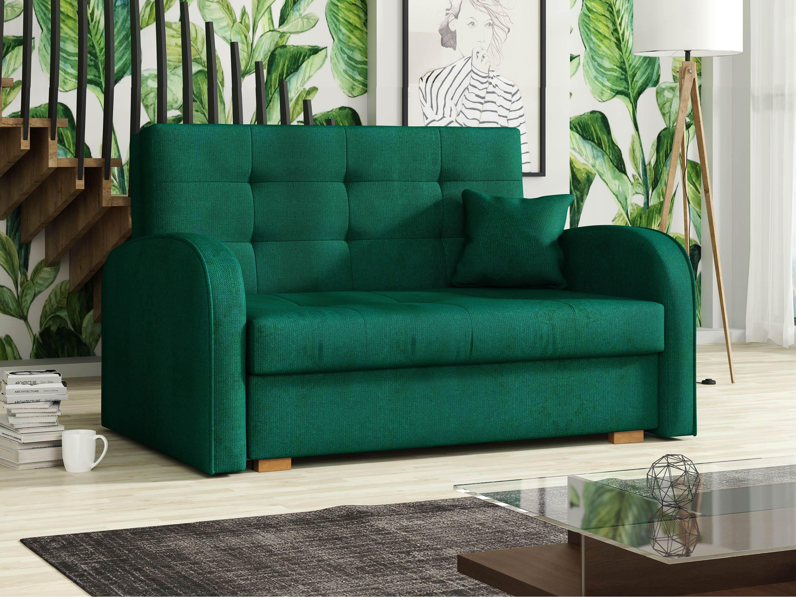 SCHLAFSOFA Viva Gold II - Smaragdgrün/Braun, Holz/Textil (133/85/98cm) - MIRJAN24
