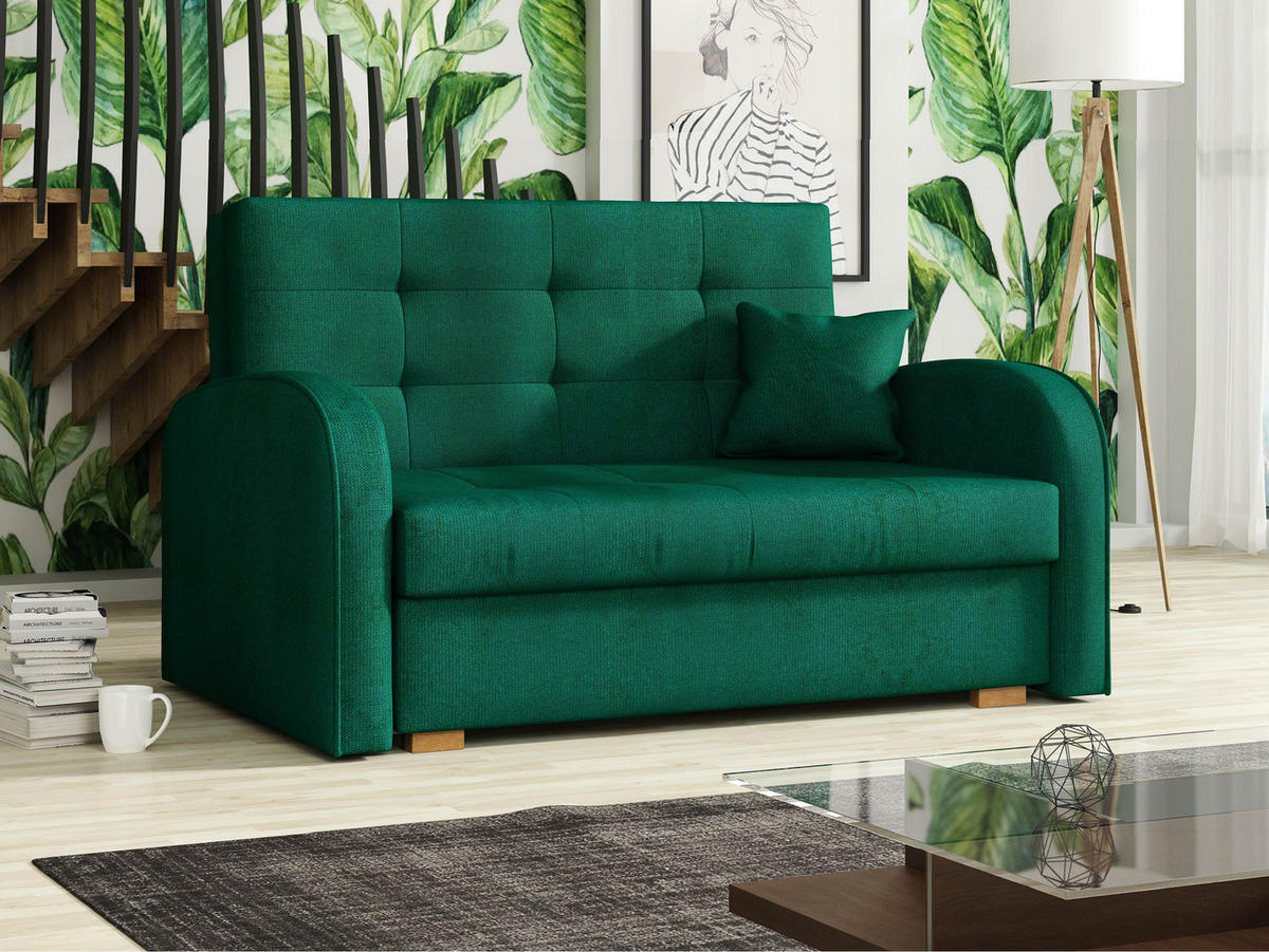 SCHLAFSOFA Viva Gold II - Smaragdgrün/Braun, Holz/Textil (133/85/98cm) - MIRJAN24