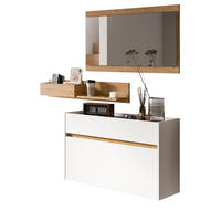 GARDEROBE-SET weiß und Artisan Eiche, Garderobe 3-teilig, 140 x 197 cm, Borga - Weiß/Eiche Artisan, Holzwerkstoff (140/197/32cm) - Inn.Furn