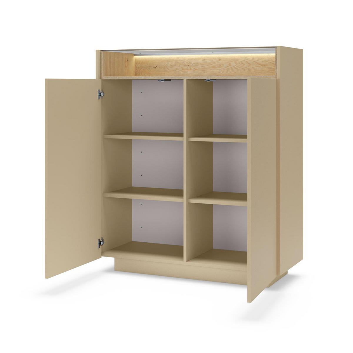HIGHBOARD Kiro Braun, Hochkommode mit LED - Braun, Holzwerkstoff (103/119/40cm) - Bettso