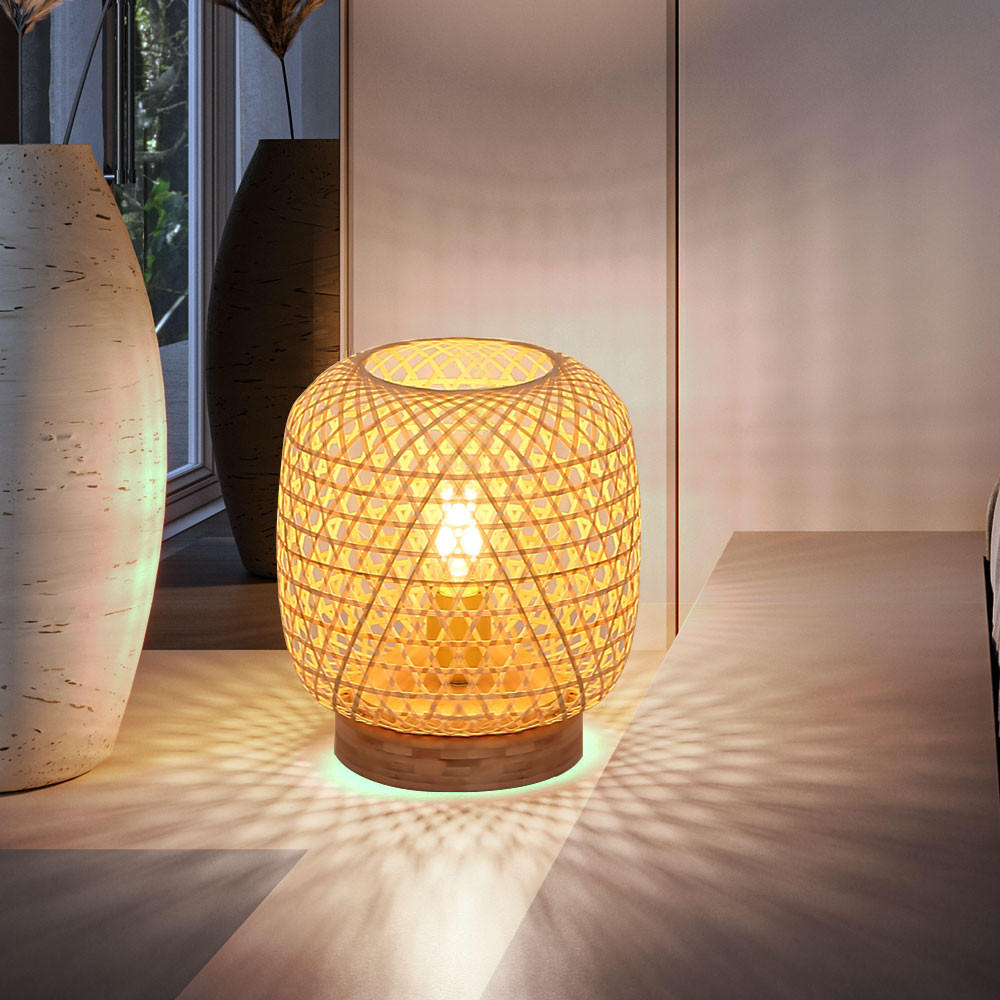 TISCHLEUCHTE Bambusgeflecht Braun - Braun, Holz (23.5/23.5/27cm) - Globo Lighting