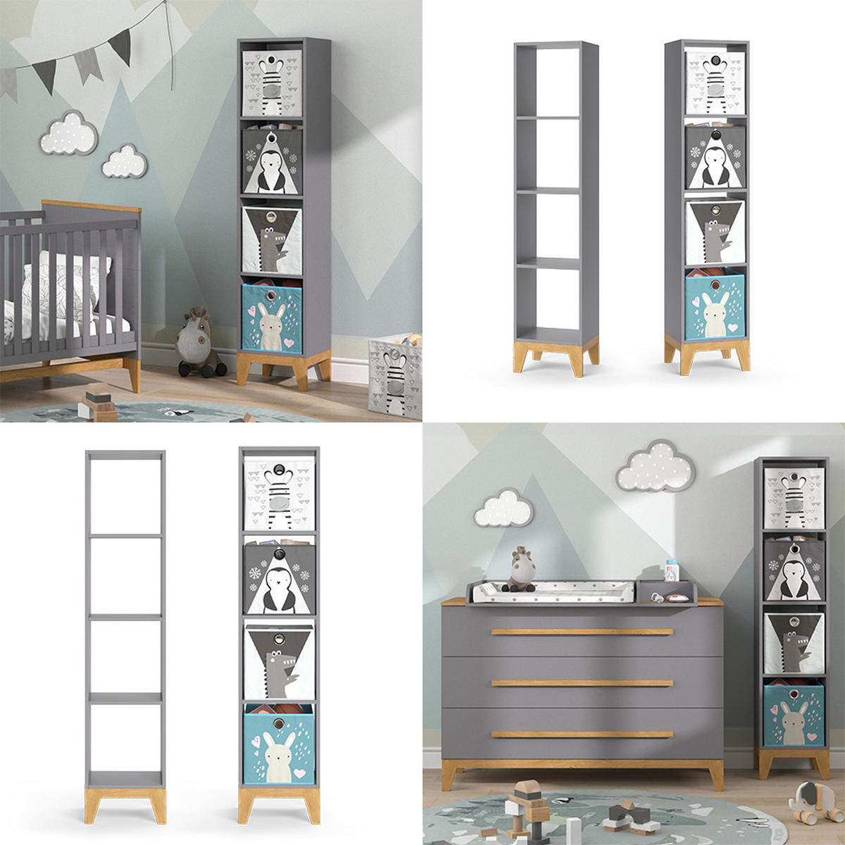 DĚTSKÁ POLIČKA Malia Šedá - šedá, kompozitní dřevo (35.2/159.5/30cm) - Vicco