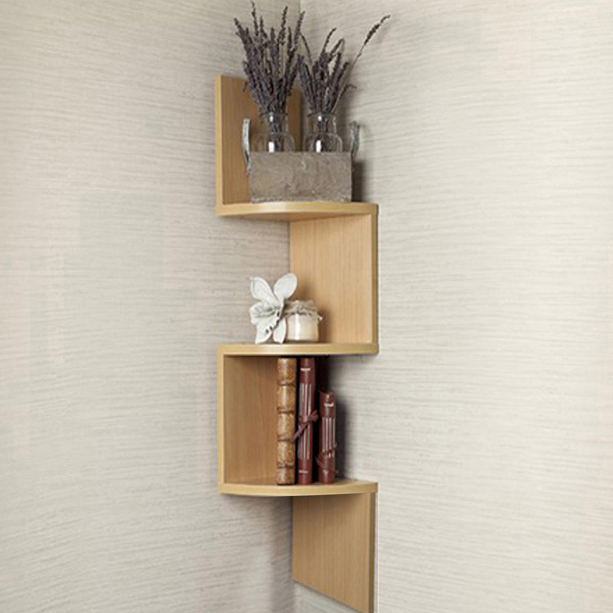 WANDREGAL 3-Stufig Wandmontage aus Holz in Hellbraun Auffälliges Stufendesign Wandmontage möglich 19,5 cm (B) x 19,5 cm (T) x 81 cm - Hellbraun, Holzwerkstoff (19.5/81/19.5cm) - Livingandhome