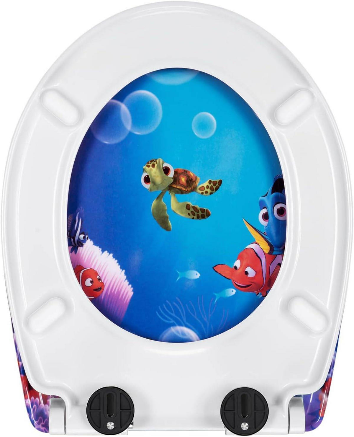 WC SITZ mit Absenkautomatik, Duroplast, Fische Oval - Blau/Weiß, Kunststoff (37/2.51/45cm) - Woltu