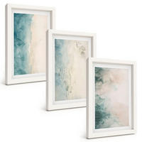 BILDER SET 3er Set - 20x30 cm Weißer Rahmen - Minimalismus auf Aquarellleinwand - Weiß, Kunststoff (20/30cm) - TULUP