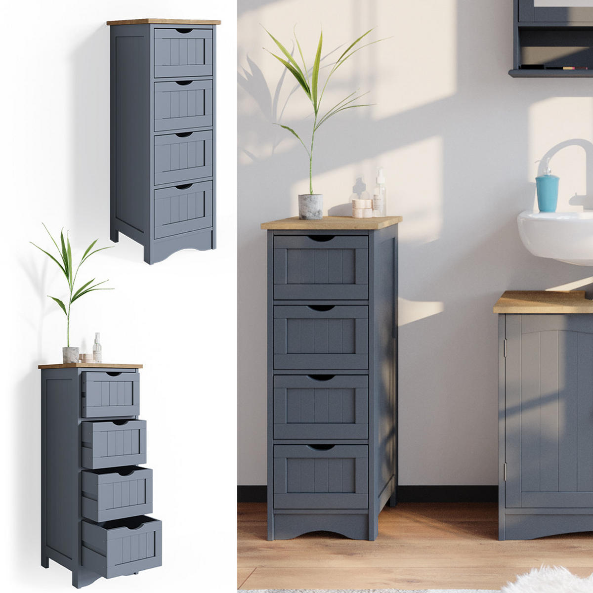 SKŘÍŇKA DO KOUPELNY Bianco Šedá - šedá, kompozitní dřevo (30/81/30cm) - Vicco