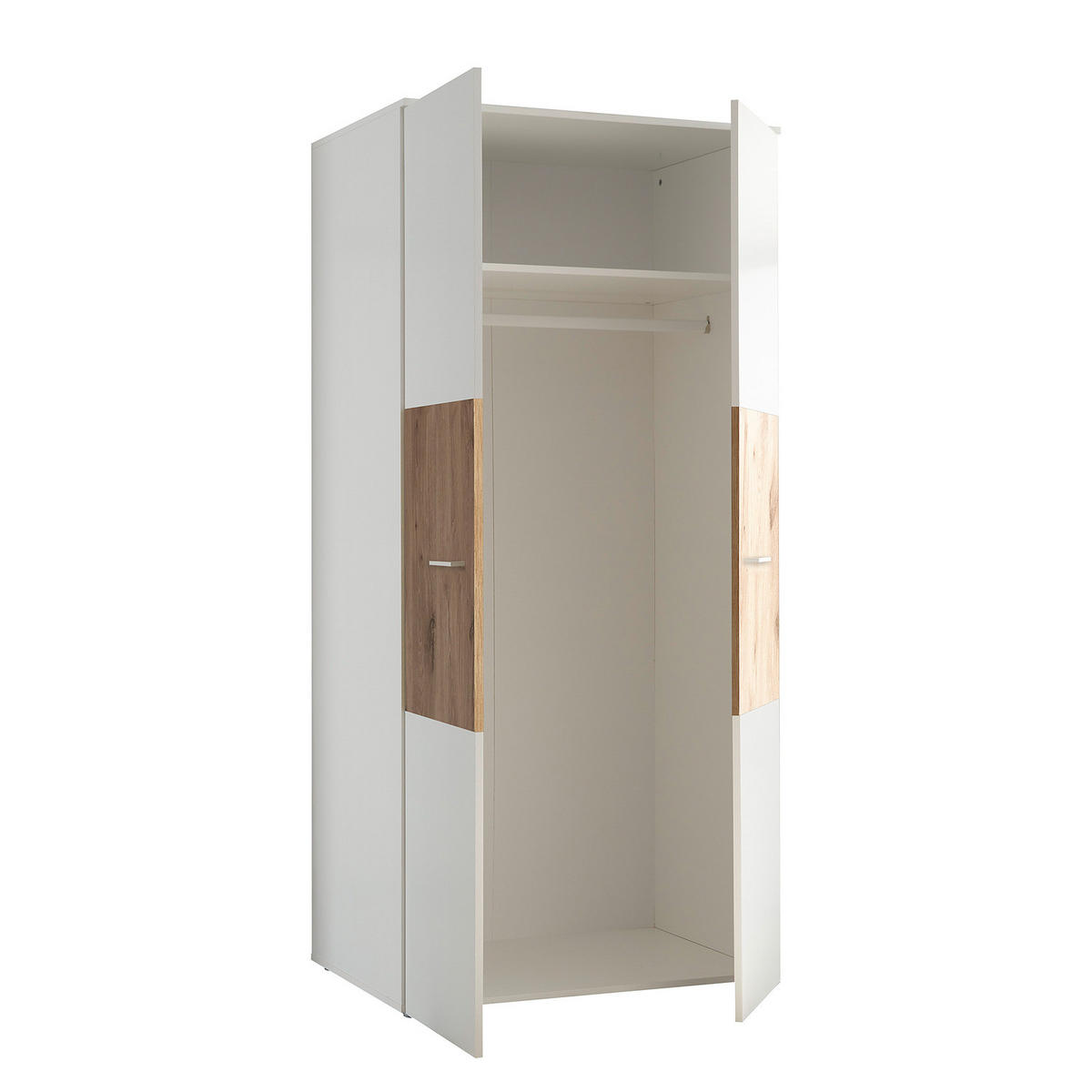 KLEIDERSCHRANK - Eichefarben/Silberfarben, Holzwerkstoff/Kunststoff (90/195/60cm) - home24