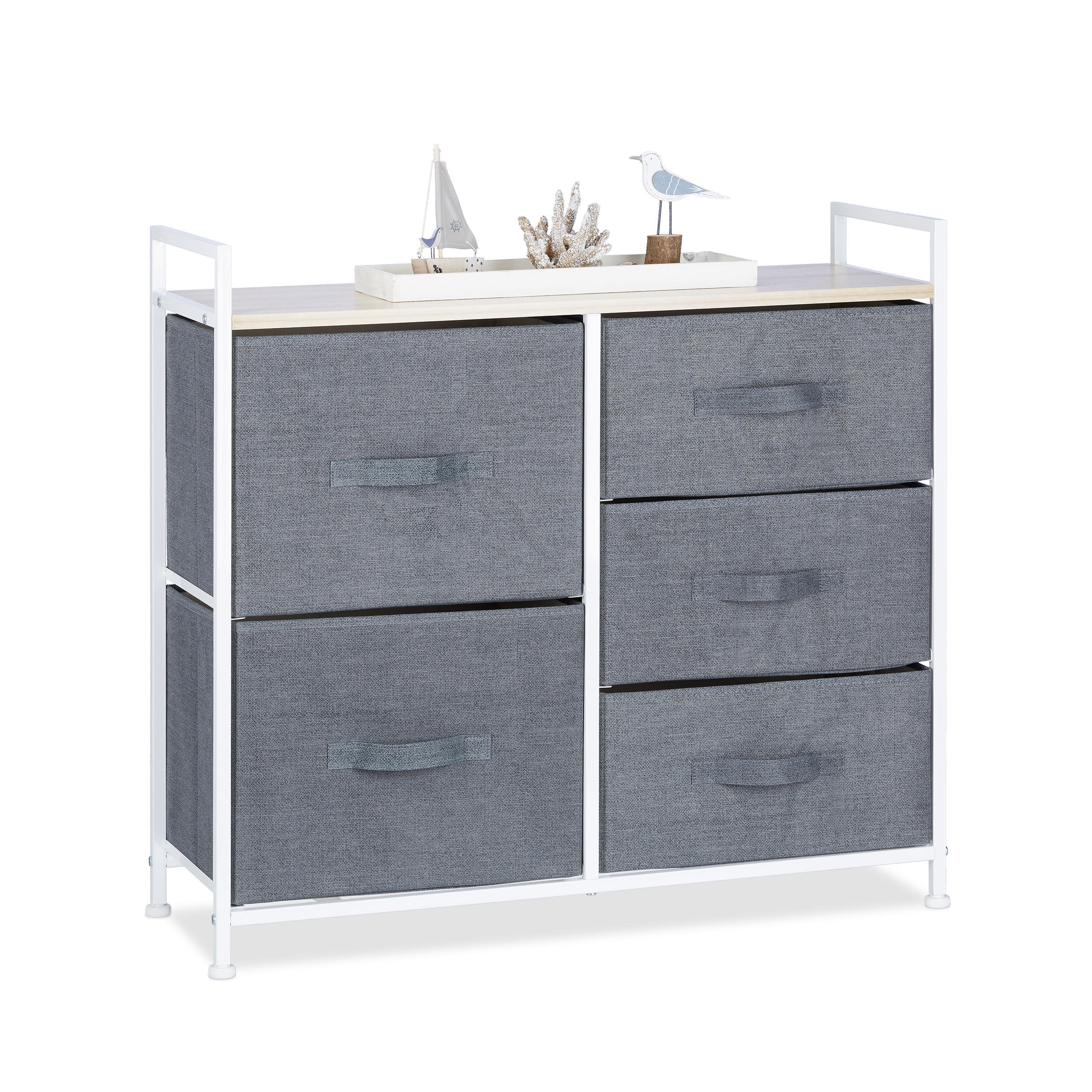 REGALSYSTEM - Grau, Holzwerkstoff/Textil (83/77.5/29cm) - Relaxdays