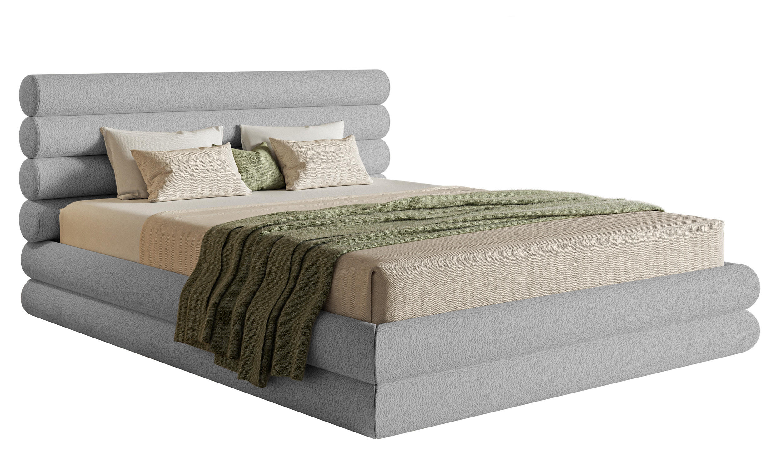 POLSTERBETT Buffalino Hellgrau Boucle 160/200 cm - Hellgrau, Kunststoff/Textil (160/200cm) - Selsey