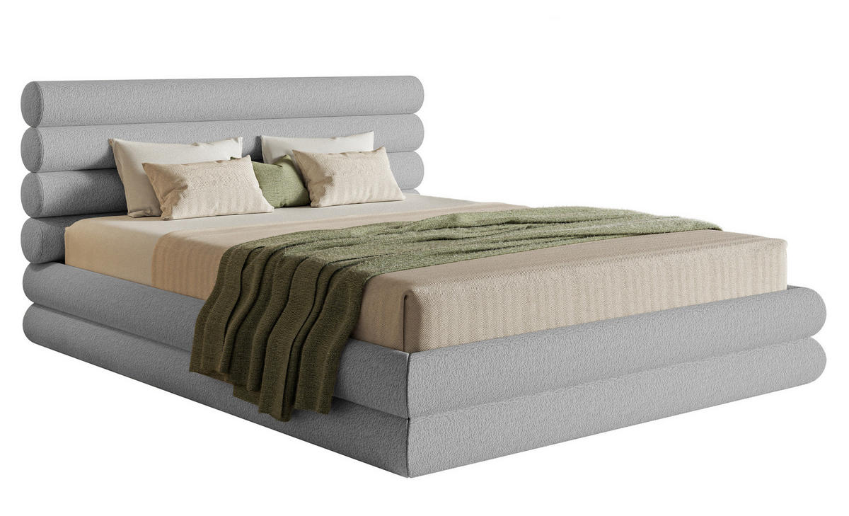 POLSTERBETT Buffalino Hellgrau Boucle 160/200 cm - Hellgrau, Kunststoff/Textil (160/200cm) - Selsey