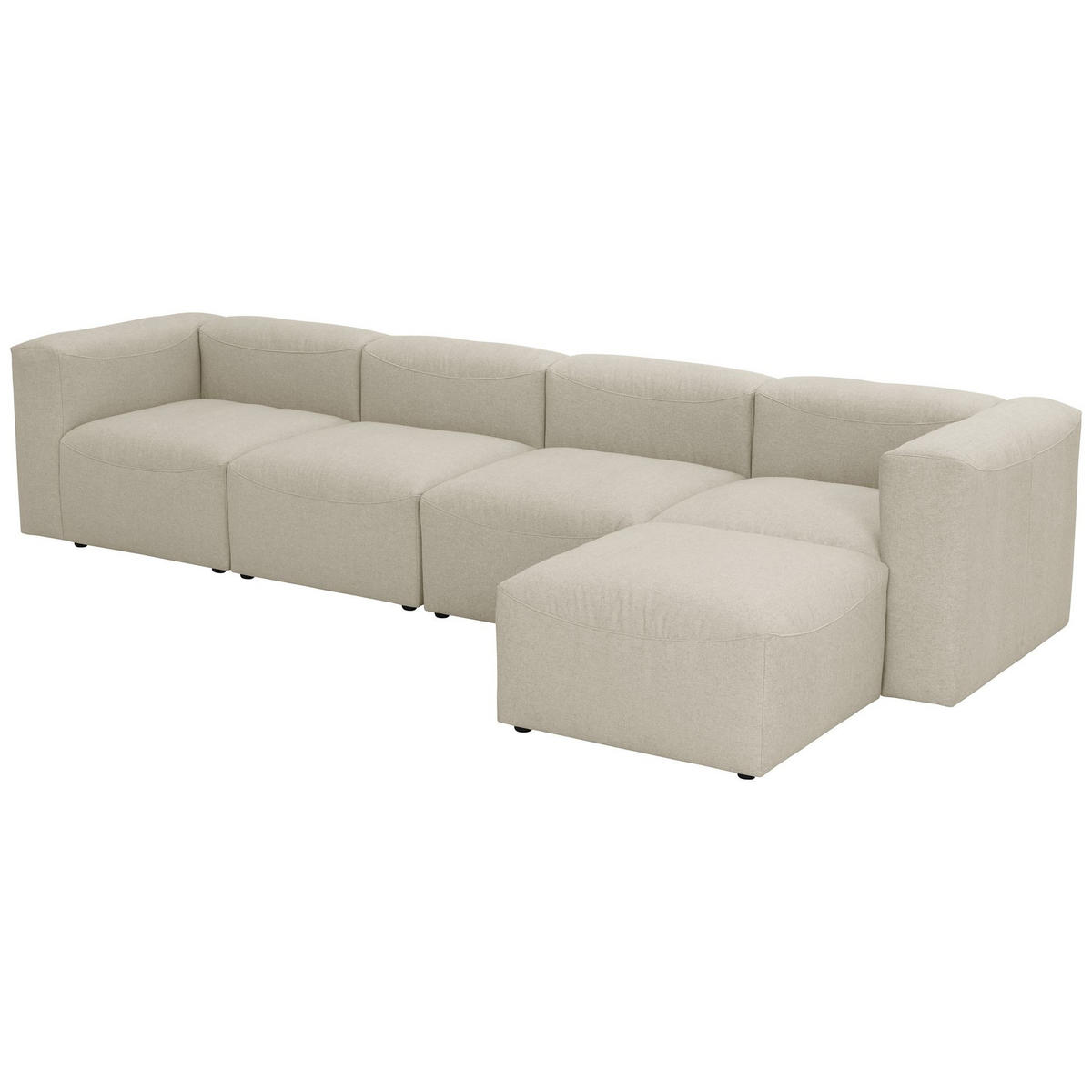 ECKSOFA 4-Sitzer mit Hocker rechts Kattrina Flachgewebe creme - Creme, Kunststoff (175/350cm) - 58aufmkessel