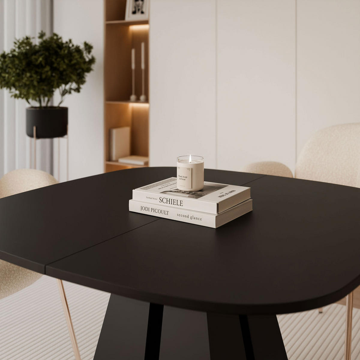 AUSZIEHTISCH ZELO 120/60/76 cm, Schwarz - Schwarz, Holzwerkstoff/Metall (60/120/76cm) - Idohome