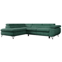 ECKSOFA PEDRO L Grün Struktur - Links Seite - Schwarz/Grün, Textil/Metall (208/273cm) - MKS