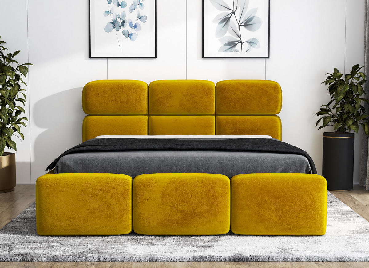 POLSTERBETT MAROKO 180x200 Goldfarben - Goldfarben, Textil (180/200cm) - A&J MöbelLand