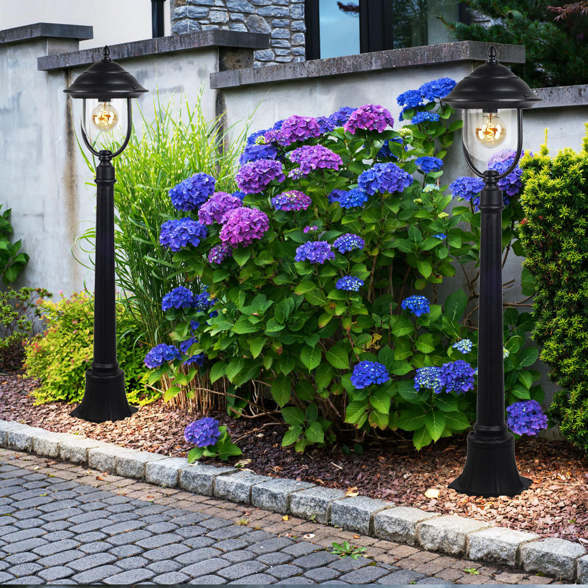 LED WEGELEUCHTE Alu Schwarz - Schwarz, Metall (25/111/111cm)