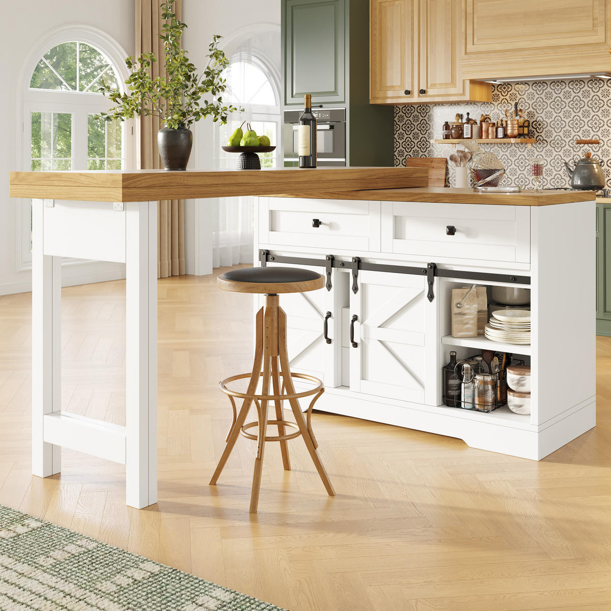 KÜCHENINSEL 360° Drehbar Stauraum Modern - Weiß, Holzwerkstoff (120/72/40cm) - FLIEKS
