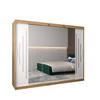 SCHWEBETÜRENSCHRANK 200/250/62 3-türig - Silberfarben/Weiß, Holz/Kunststoff (250/200/62cm) - Abiks Möbel