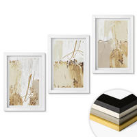 WANDBILDER 3er-Set - 20x30 cm Weißer Rahmen - Abstrakte Muster beige weiß - Weiß, Kunststoff (20/30cm) - ArtPrintCave