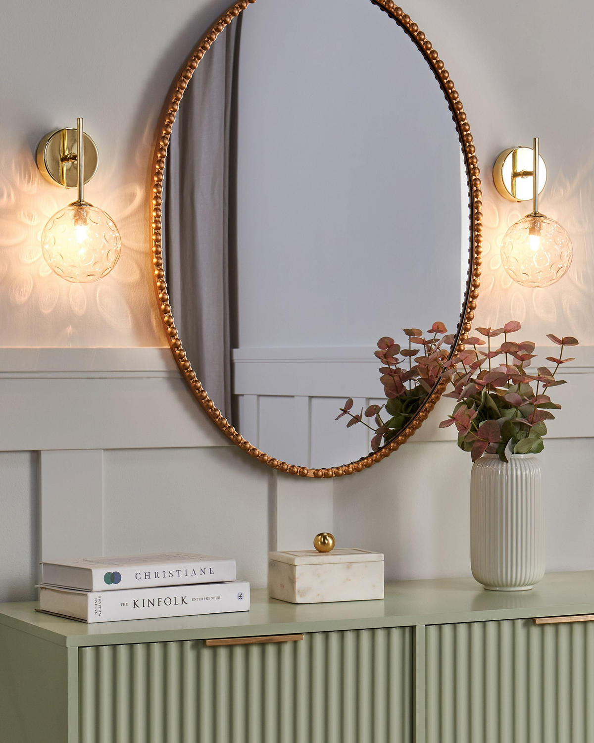 WANDLAMPE Gold Anadyr - Beige/Goldfarben, Glas (14/25/14cm) - Beliani