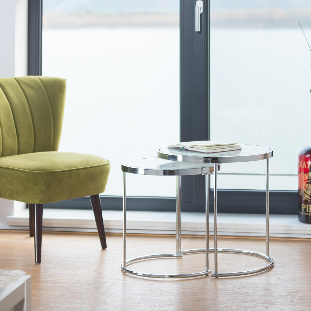 SATZTISCHE - Multicolor, Glas/Metall (50/50/51cm) - Relaxdays