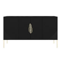 SIDEBOARD Merlin, Schwarz, Goldene Details - Goldfarben/Schwarz, Holzwerkstoff/Metall (138/79/40cm) - Skandica