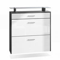 SCHUHSCHRANK Malea Fronten in Weiß Hochglanz - Weiß Hochglanz, Holzwerkstoff (89/96/23cm) - Vladon