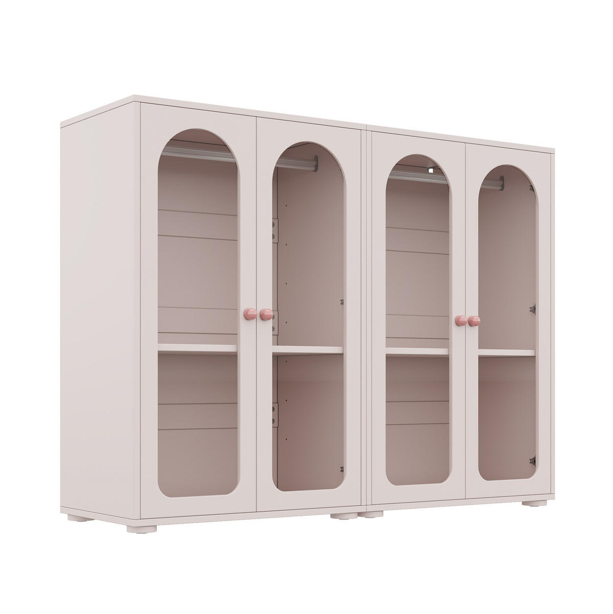KLEIDERSCHRANK 160/50/120 cm in Babyrosa mit Acryl-Türen und verstellbaren Böden - Hellrosa, Holzwerkstoff (160/120/50cm) - BEAOK