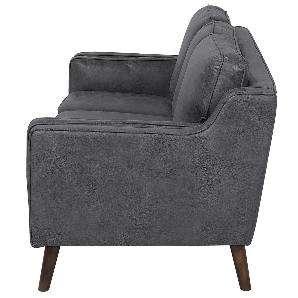 3-SITZER-SOFA Kunstleder Grau Lokka - Dunkelgrau, Textil (204/85/83cm) - Beliani