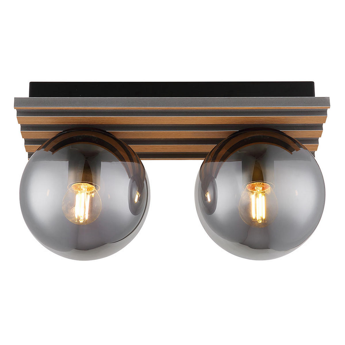 DECKENLEUCHTE PARSONS Metall Glas Schwarz 2-flammig - Schwarz, Glas (35/15/20cm) - Globo Lighting