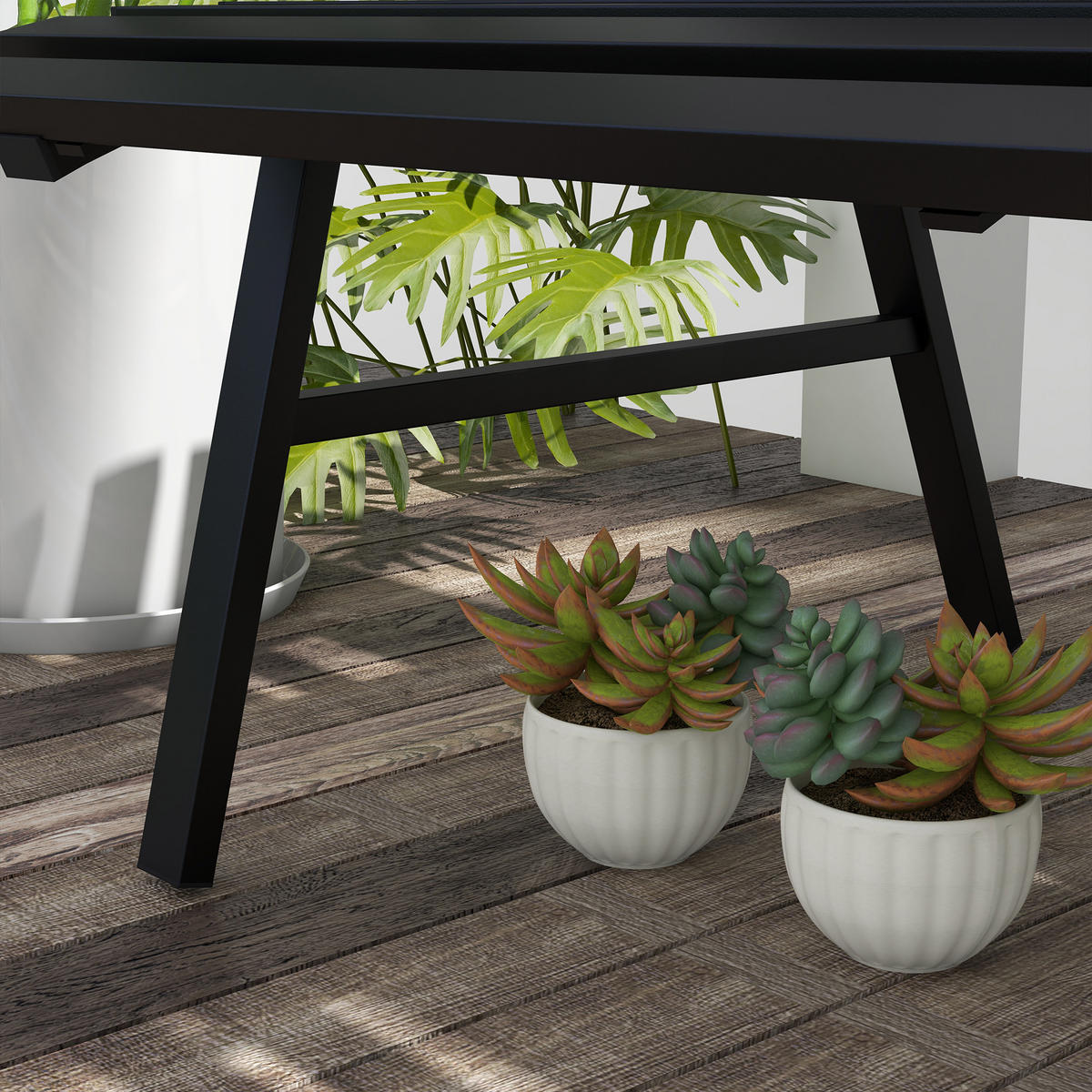 GARTENBANK DE-17767 2-Sitzer mit Aluminium-Lattenrost Schwarz - Schwarz, Metall (123/79/67cm) - ComfortXL