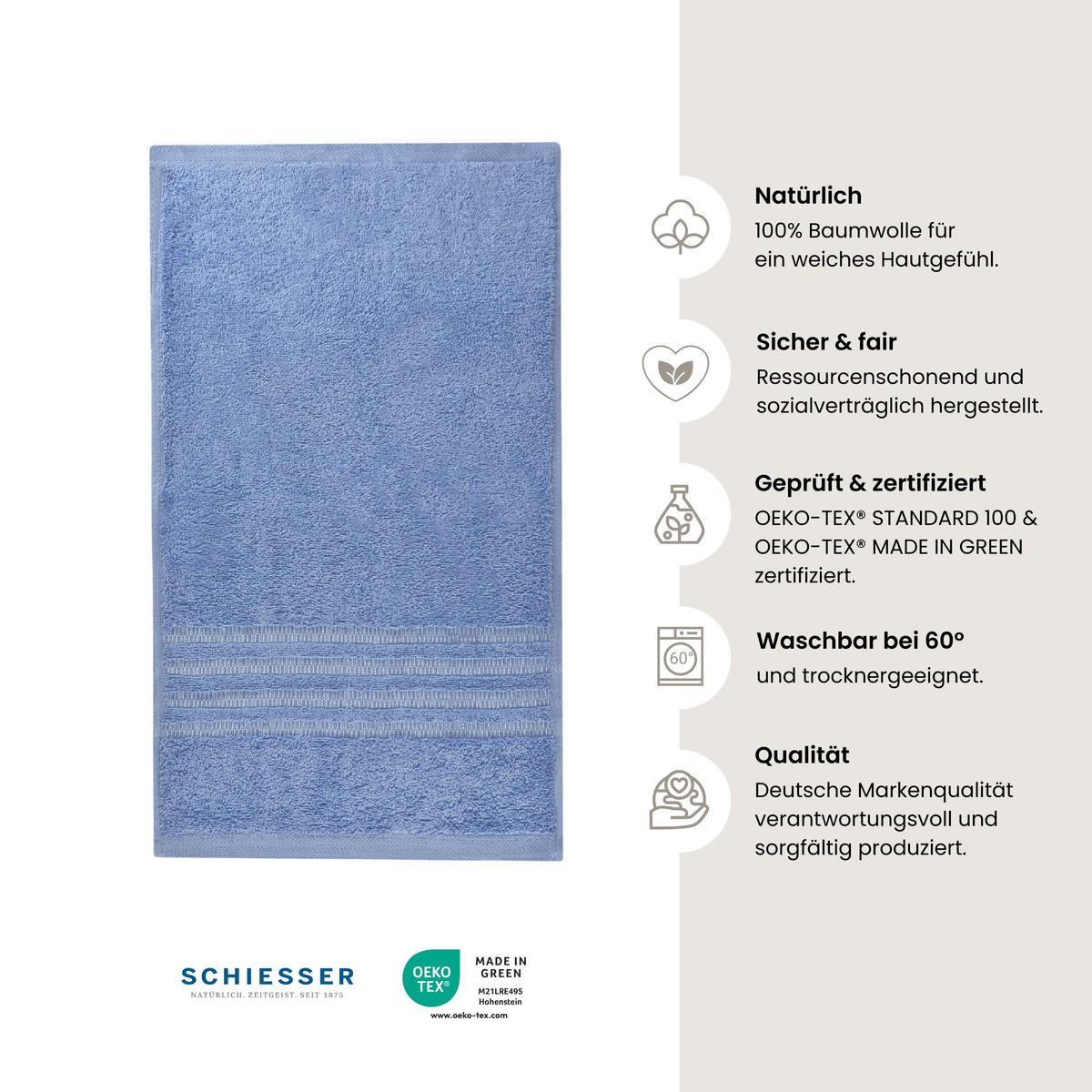GÄSTETUCHSET Milano - 5-teilig - 30 x 50 cm - Hellblau - Hellblau, Textil (30/50cm) - SCHIESSER