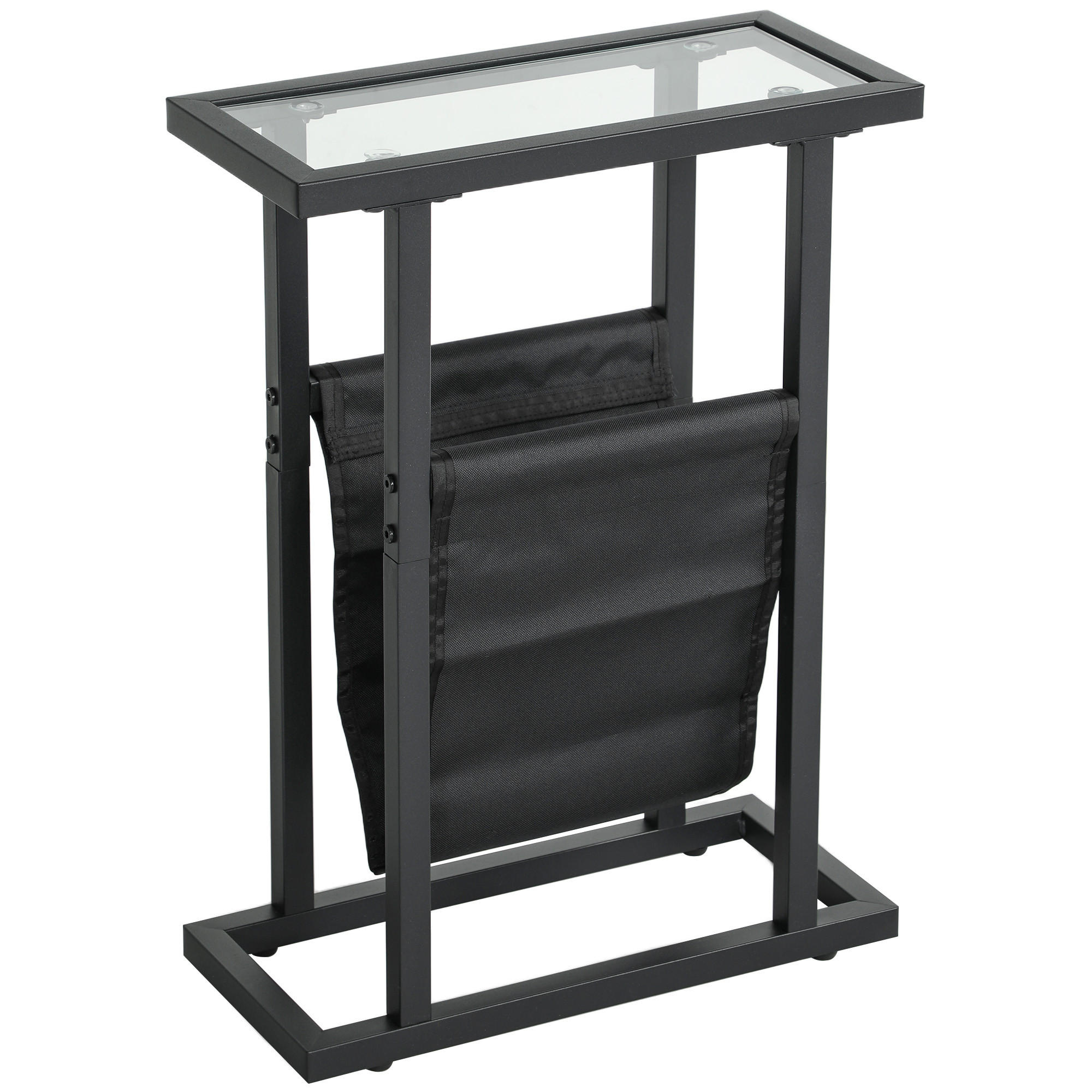 SHOPENTRA KONFERENČNÍ stolek černý 40x18x55,5 cm se skleněnou deskou a látkovým pouzdrem