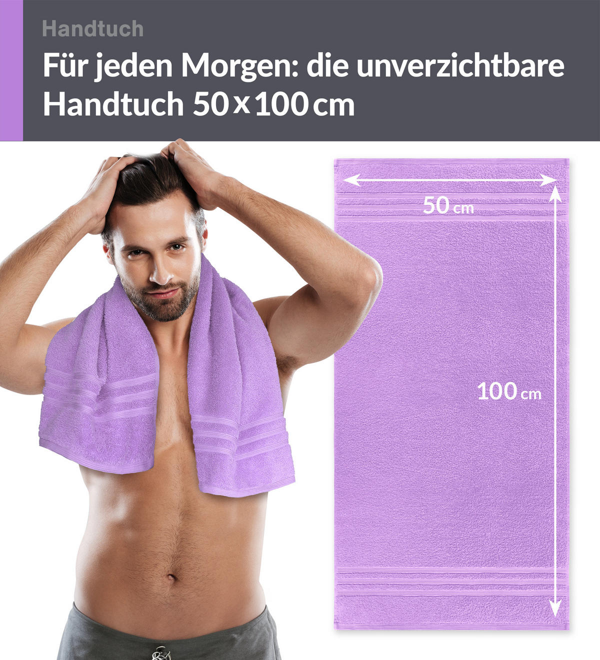 HANDTUCH 50x100 cm London Flieder Lila 4er Set - Flieder, Textil (50/100cm) - Lashuma