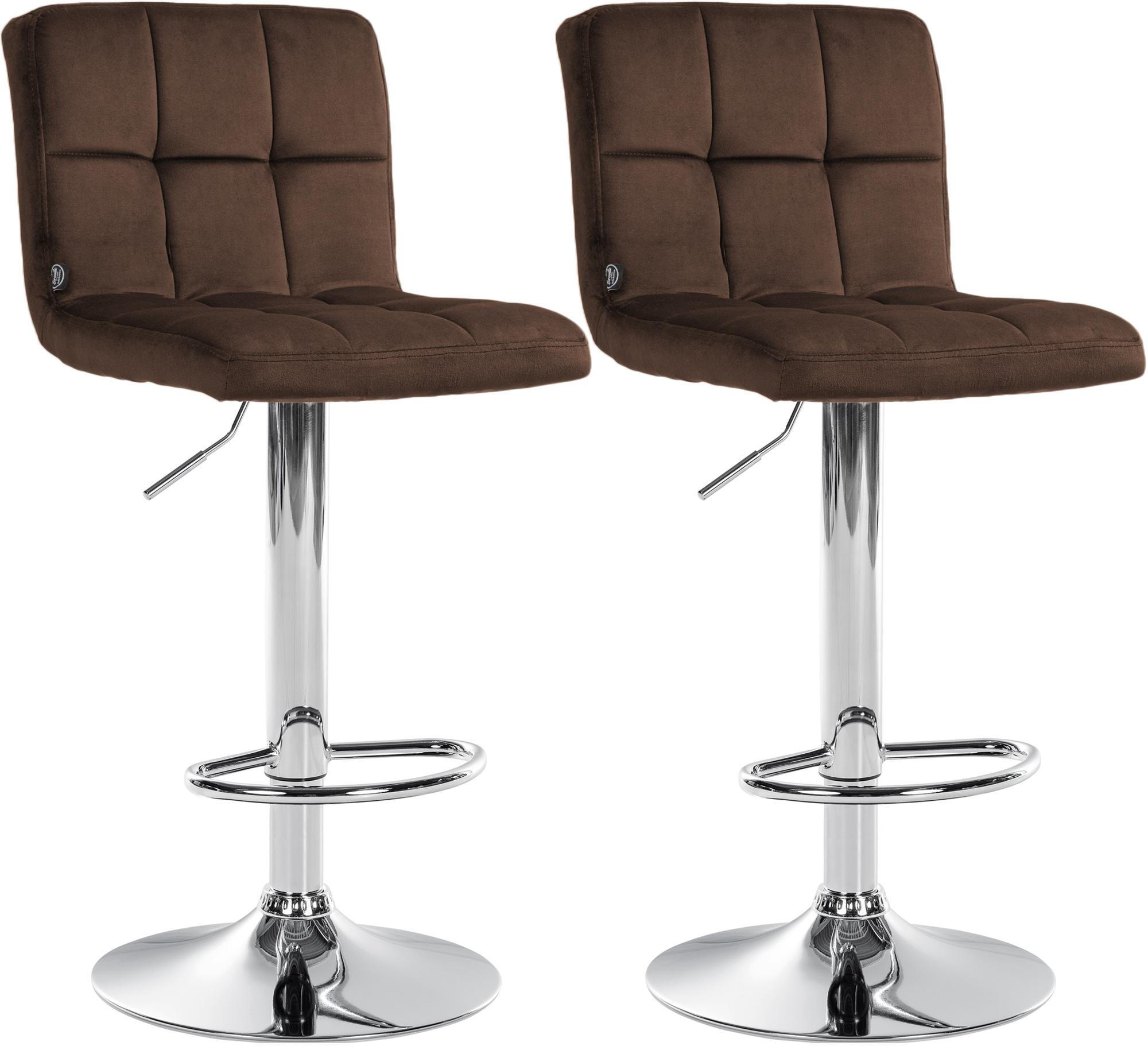 BARHOCKER 2 Samt Braun - Chromfarben/Braun, Textil/Metall (46/94/47cm) - CLP