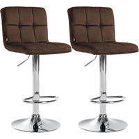 BARHOCKER 2 Samt Braun - Chromfarben/Braun, Textil/Metall (46/94/47cm) - CLP