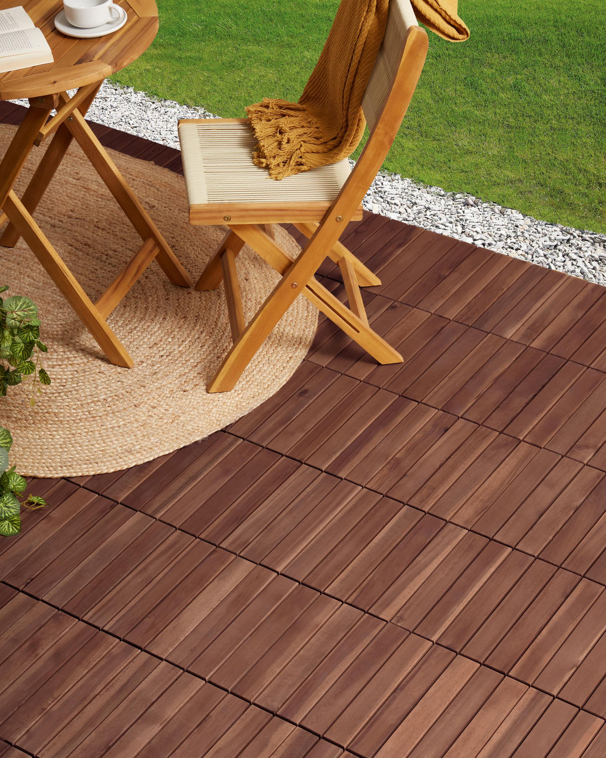 TERRASENFLIESEN 10 Stück Braun Accettura - Braun, Holz (30/30cm) - Beliani